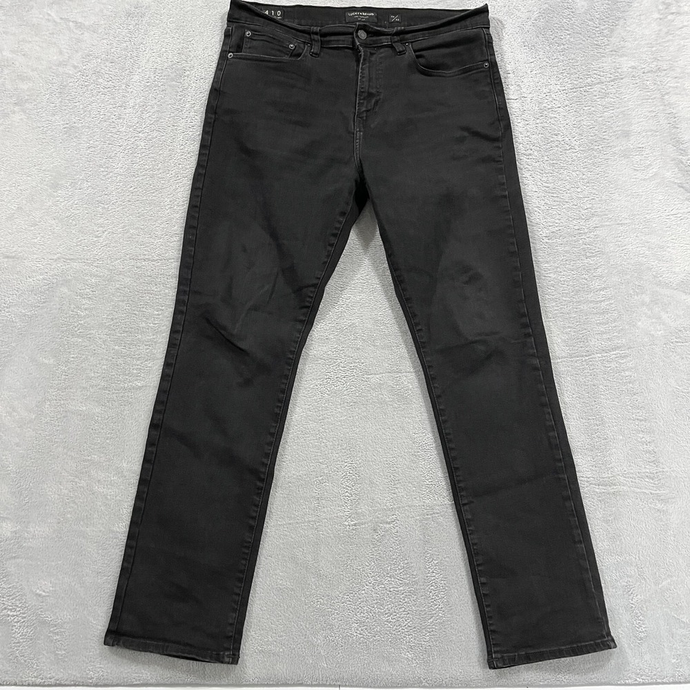 Lucky Brand 410 Jeans Mens 36x32 Athletic Straight Stretch Black Denim Western